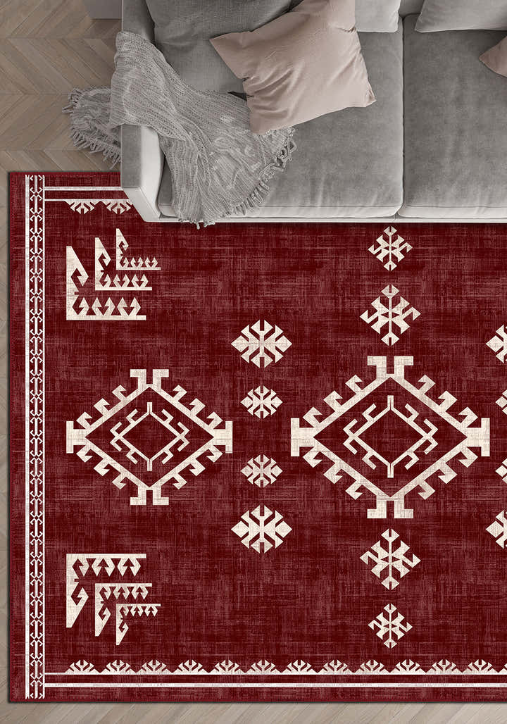 Lina Burgundy Rustic Rug