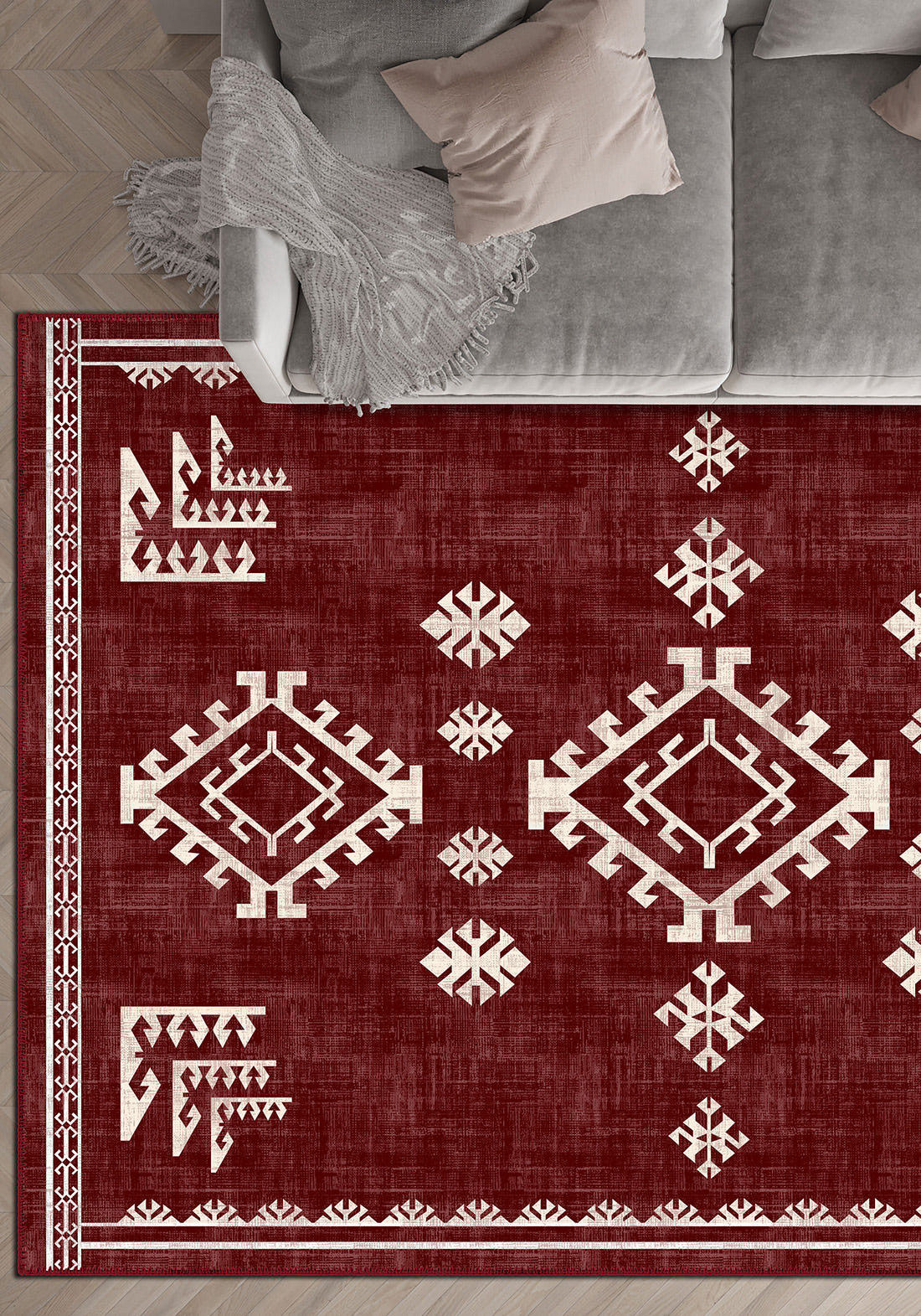 Lina Burgundy Rustic Rug