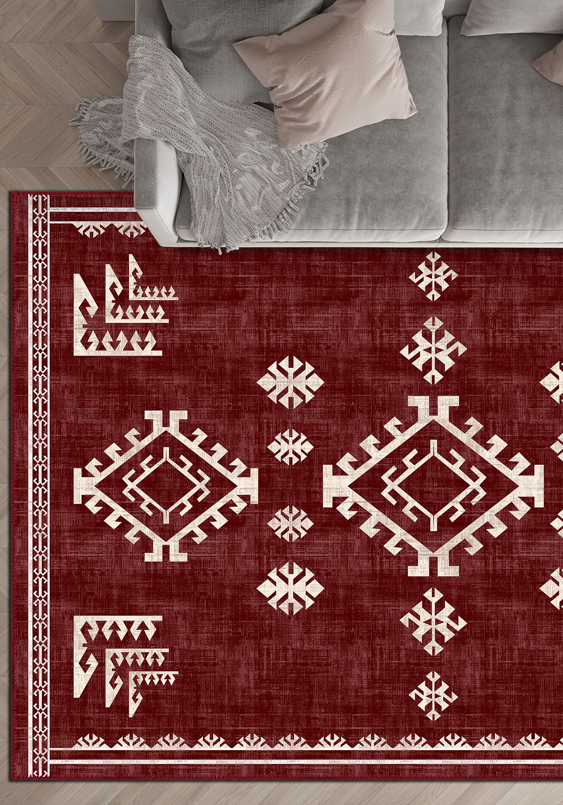 Lina Burgundy Rustic Rug