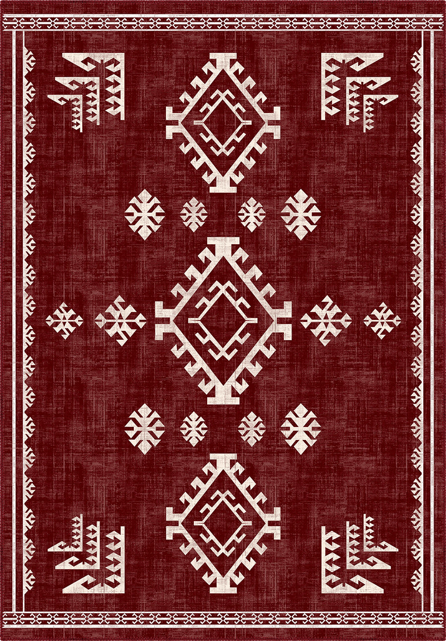Lina Burgundy Rustic Rug