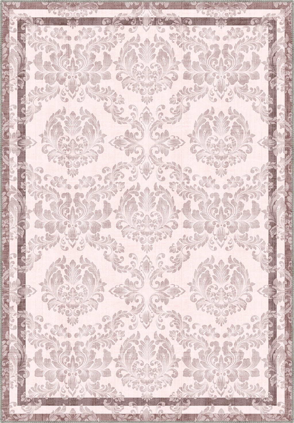 Baroque pastel rug in blush pink color.