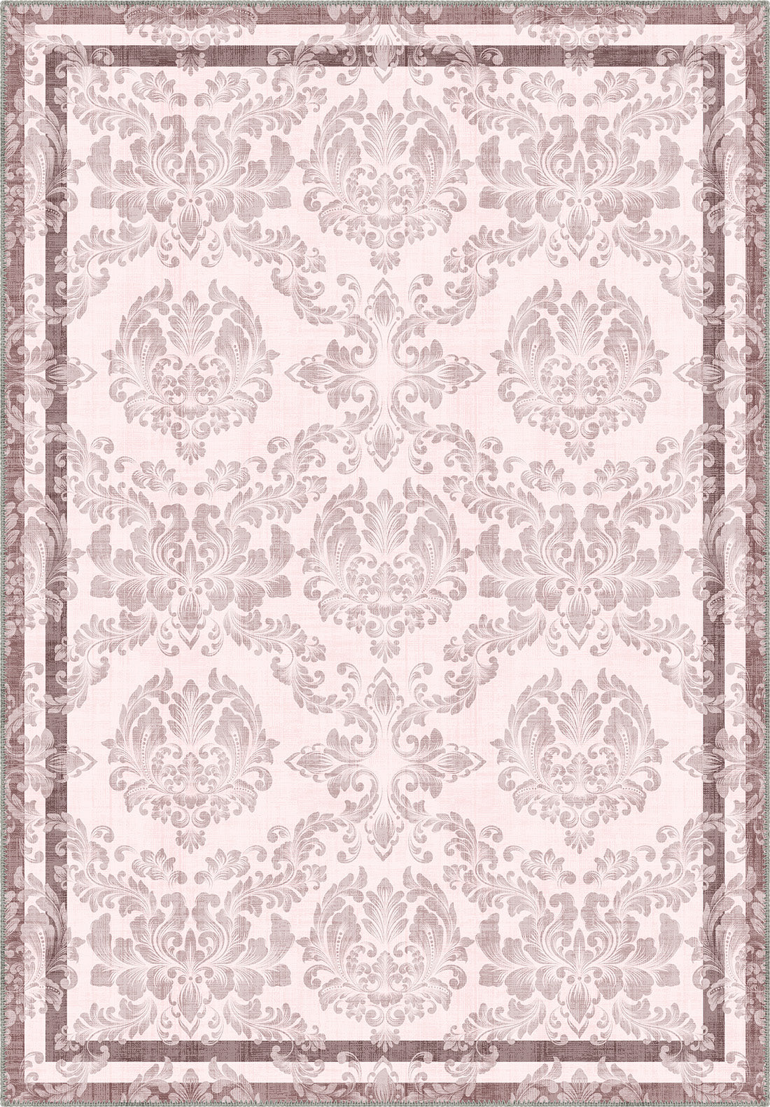 Baroque pastel rug in blush pink color.