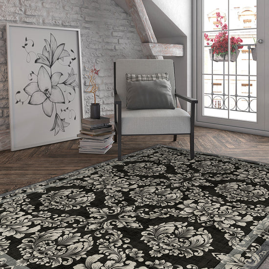 Black gothic rug for living room