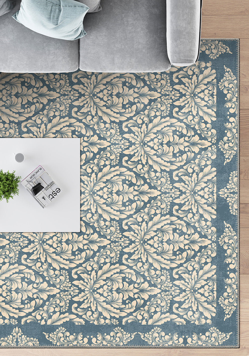 Odessa Blue Damask Rug