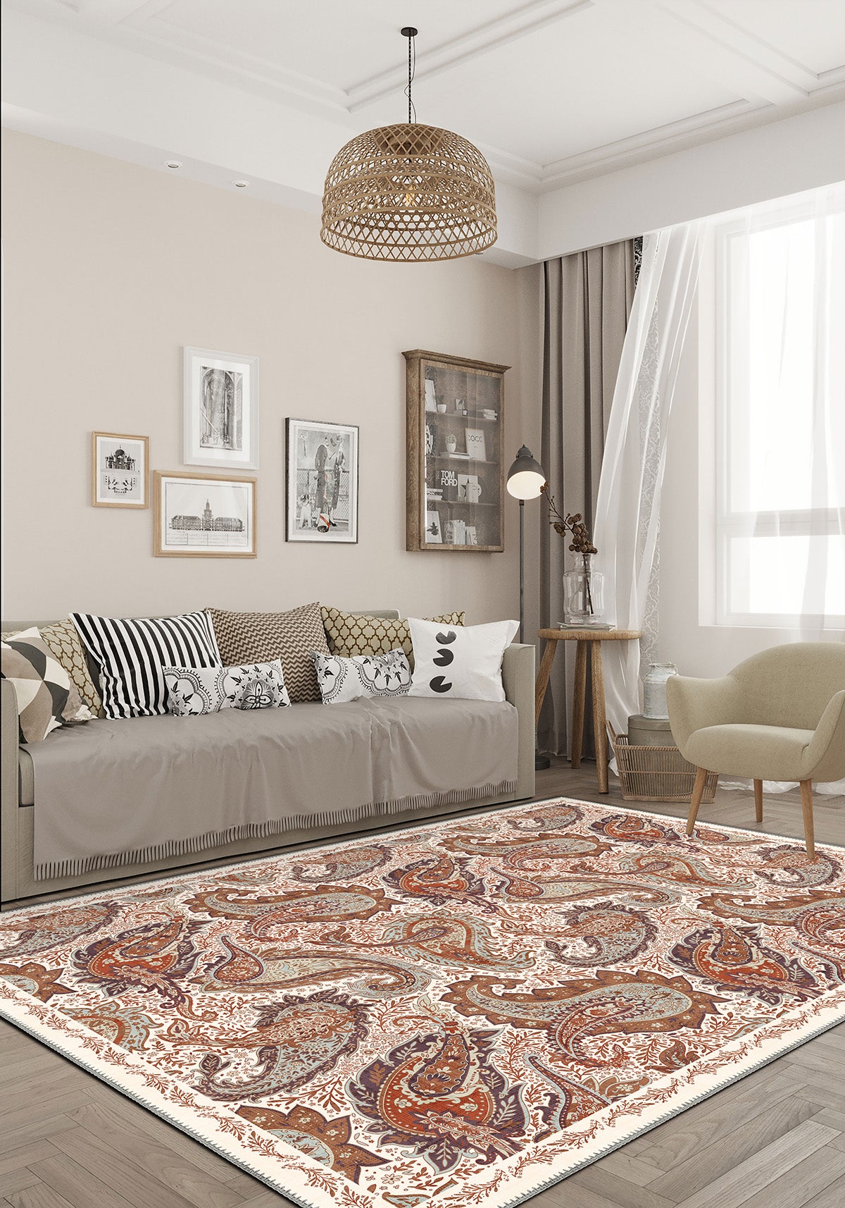 Paisley rug for a living room.
