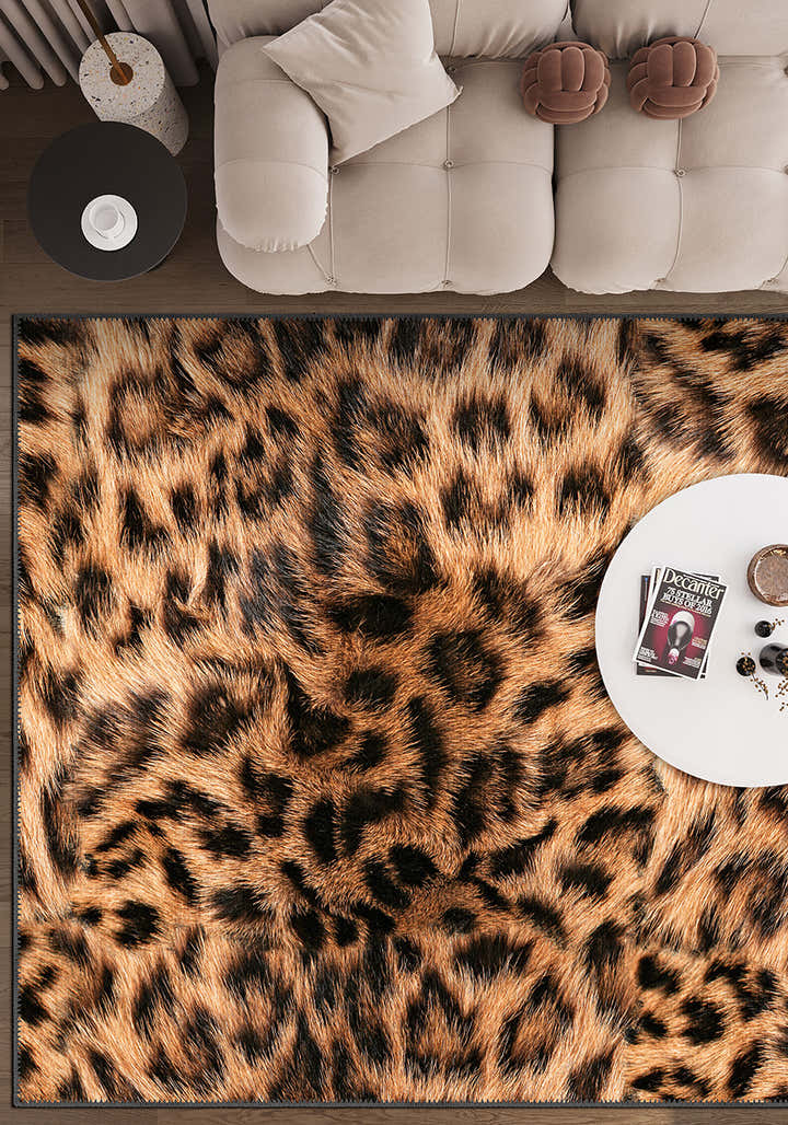 Zarela Leopard Faux Fur Rug (Printed Rug - No fur)