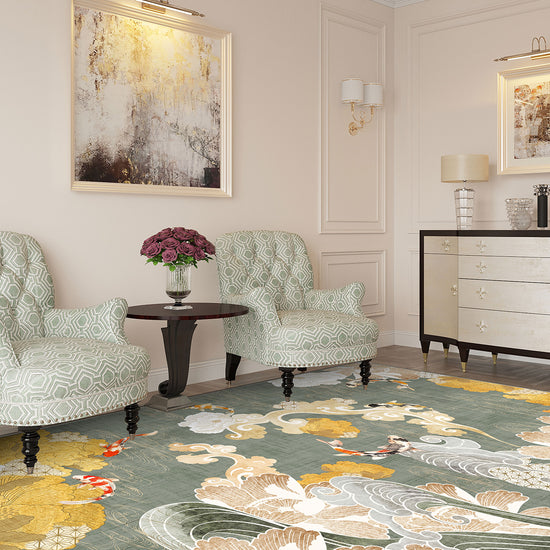 Japanese sage green rug for living room