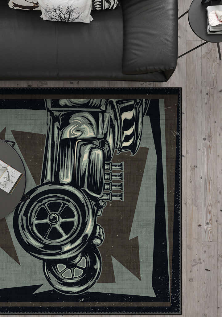 Vintage Car Man Cave Rug