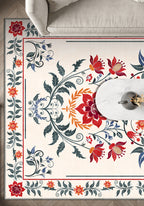 White floral rug for living room.