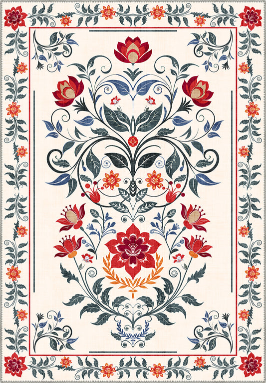 Floral Anatolian rug for living room.
