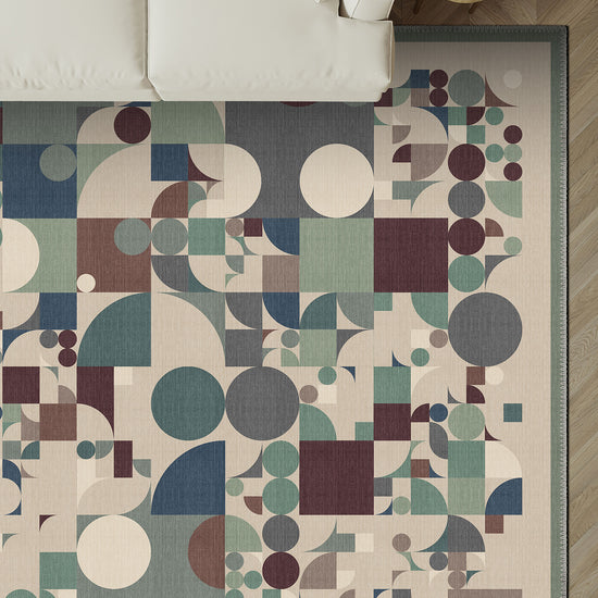 Green beige rug for living room.