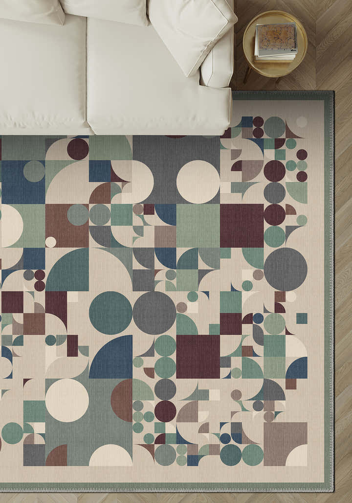 Green beige rug for living room.
