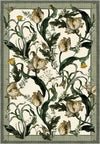 Green White Floral Rug