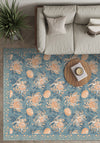Blue floral rug for living room.