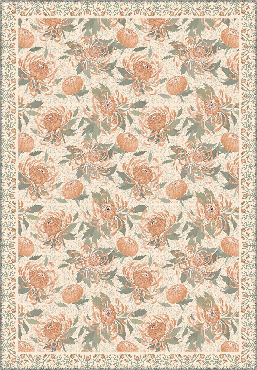 Eulalia Coral Floral Rug