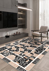 Beige and black patterned rug for living room