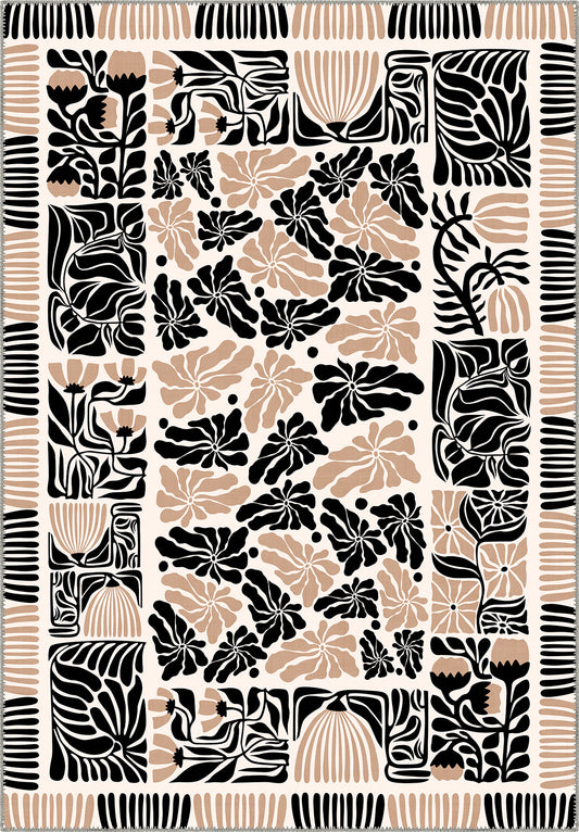 Calanthe Black and White Washable Rug
