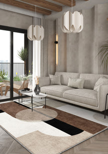 Beige rug for living room.