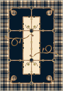 Navy Tartan Rug with Equestrian Details.