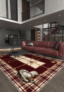 Evelston Burgundy Equestrian Plaid Rug