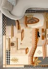 Beige eclectic rug for living room.