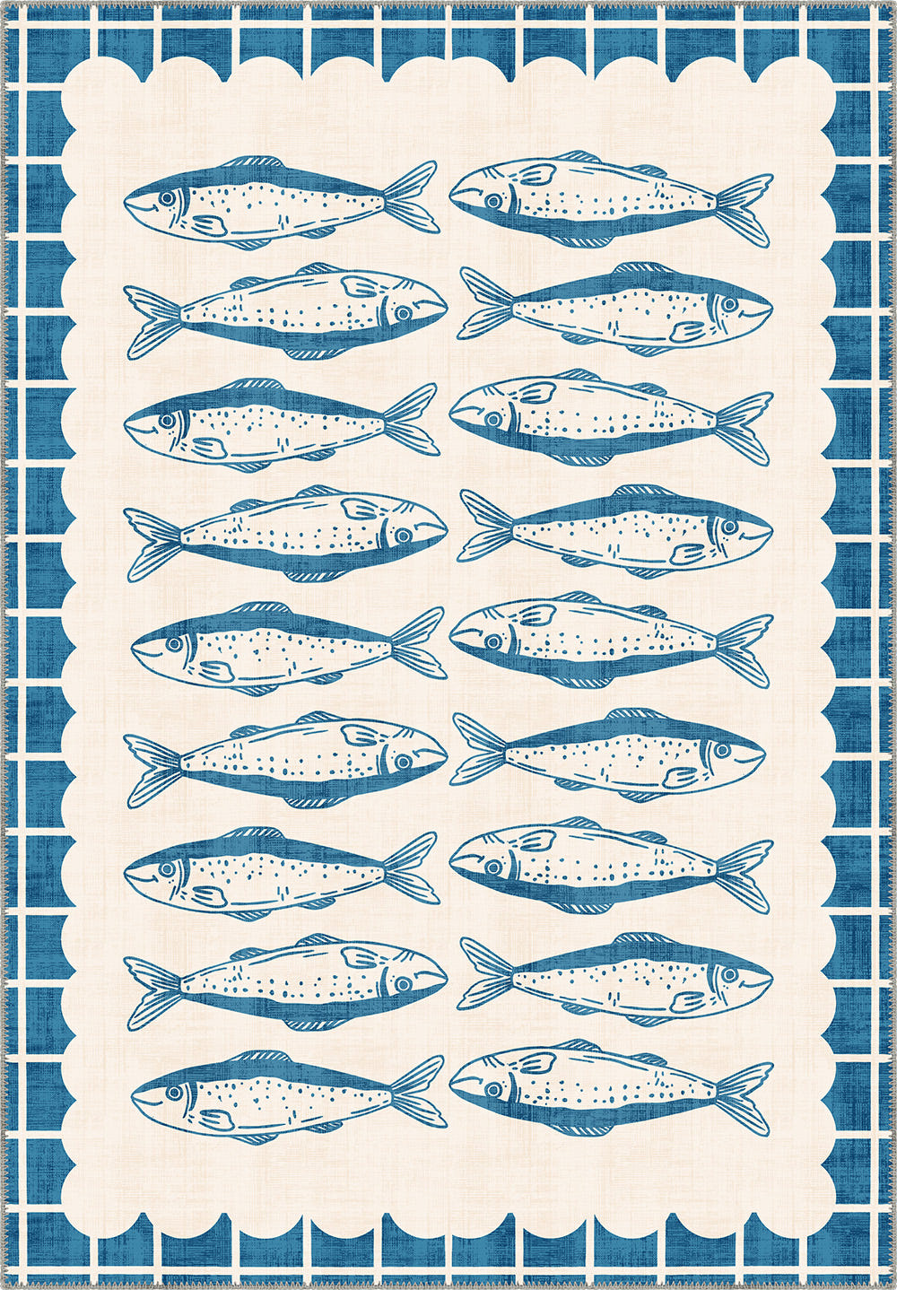 Blue fish rug.