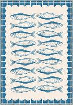 Blue fish rug.