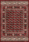 Deep red Bokhara rug for living room.