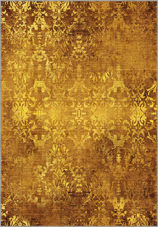 Gold vintage rug for living room.