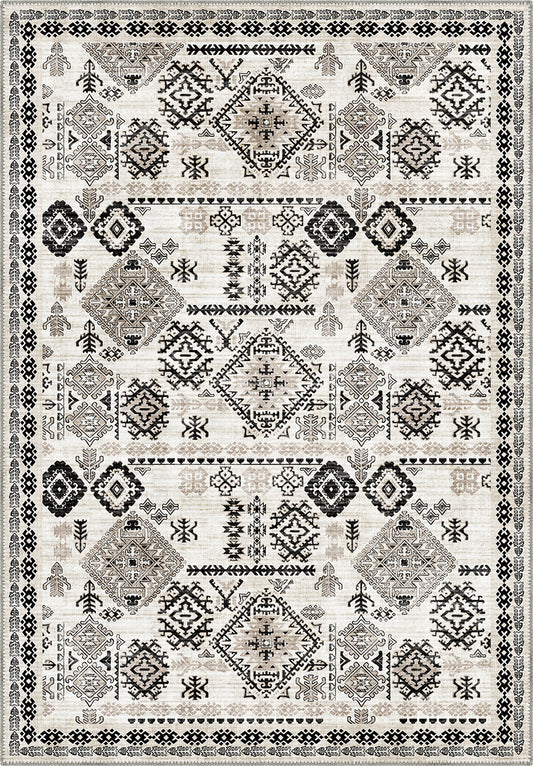 Black and white Turkish Kilim Rug