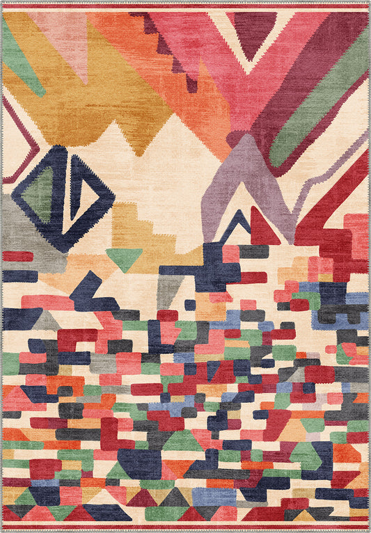 Colorful Moroccan rug for living room.