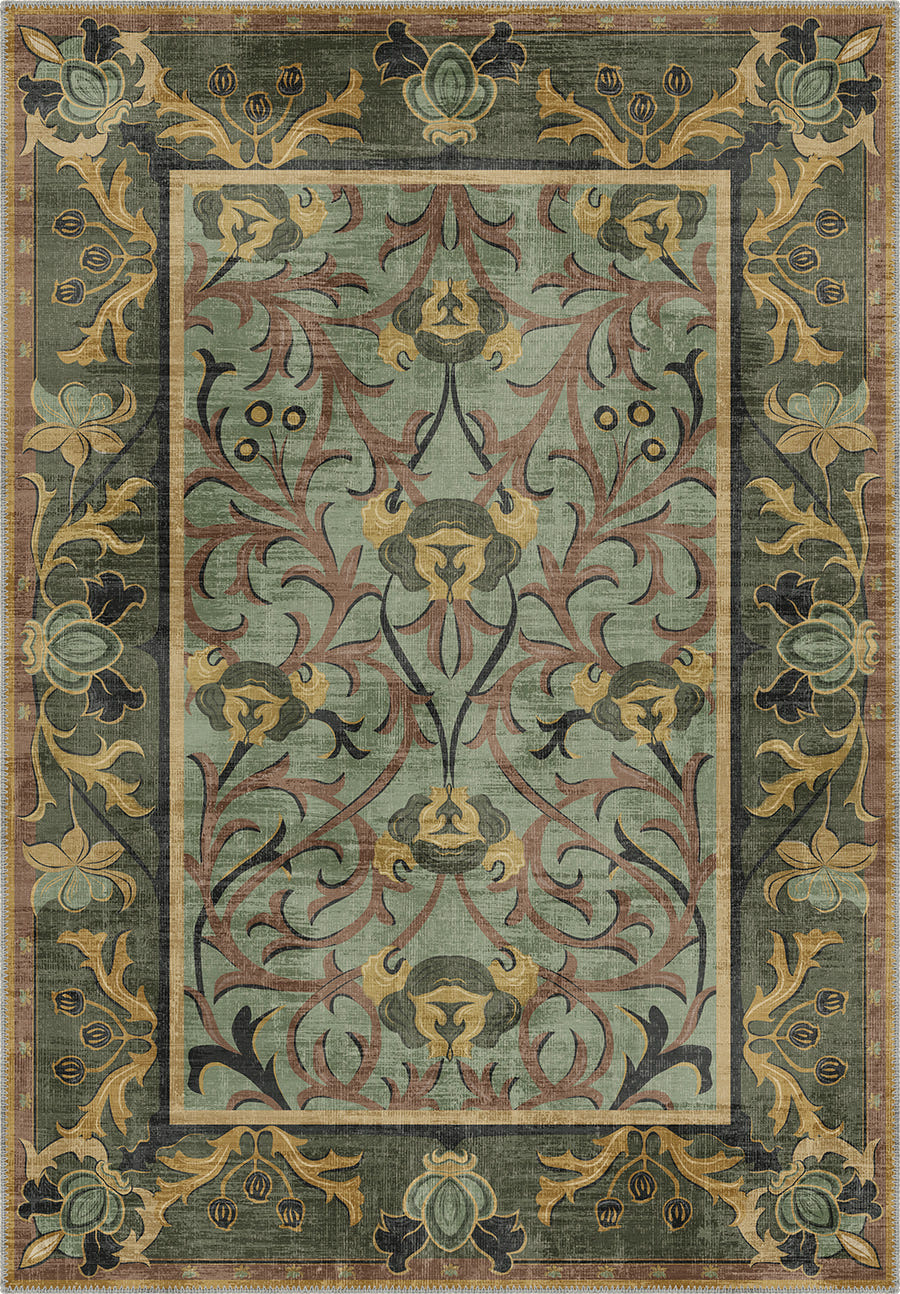 Arabella Sage Green Victorian Rug