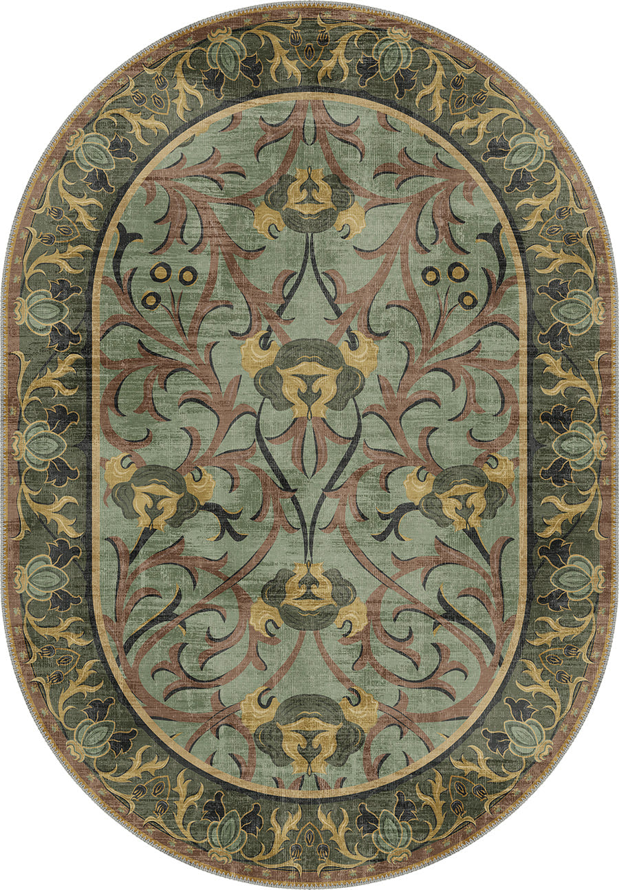 Arabella Sage Green Victorian Rug