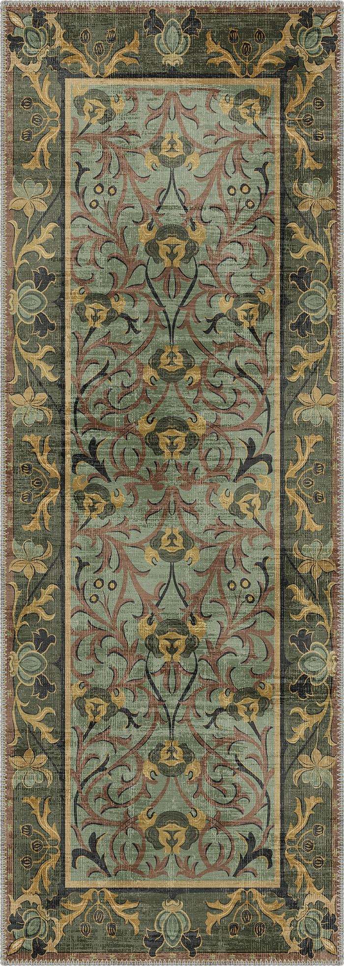 Arabella Sage Green Victorian Rug