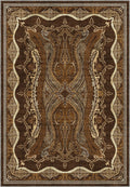 Brown Persian style Isfahan rug for living room.