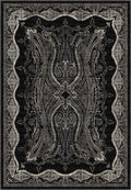 Black Persian Style Isfahan rug for living room.