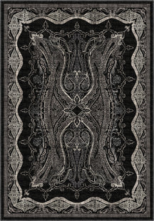 Black Persian Style Isfahan rug for living room.