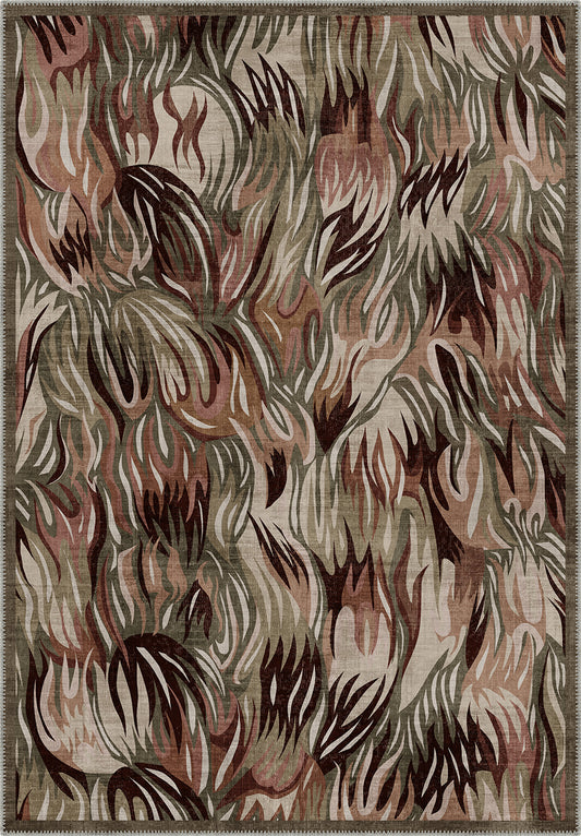 Abstract sage green rug for living room.