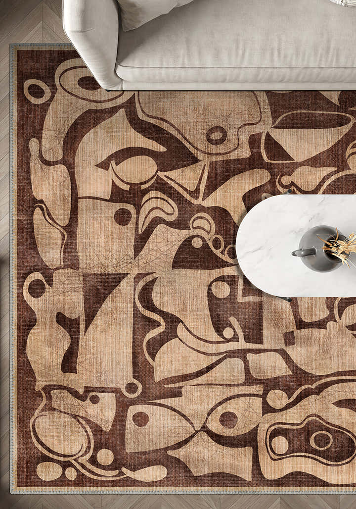 Virella Brown Abstract Rug