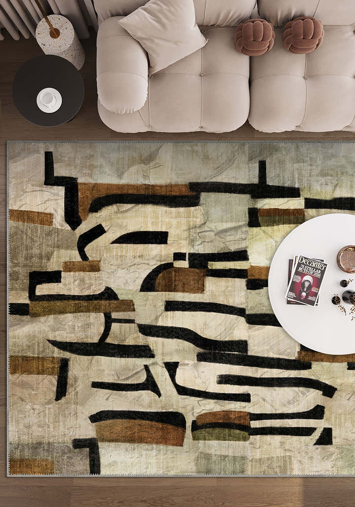 Frame Beige Geometric Rug