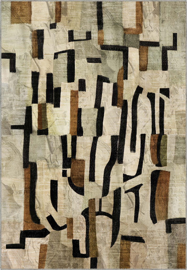 Frame Beige Geometric Rug