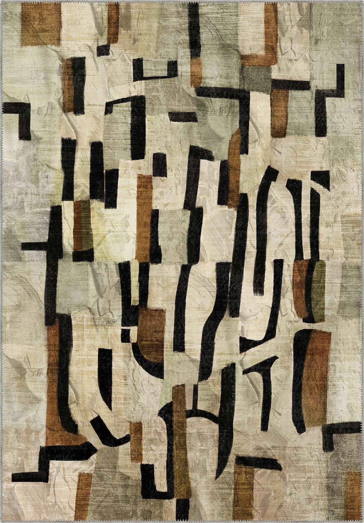 Frame Beige Geometric Rug