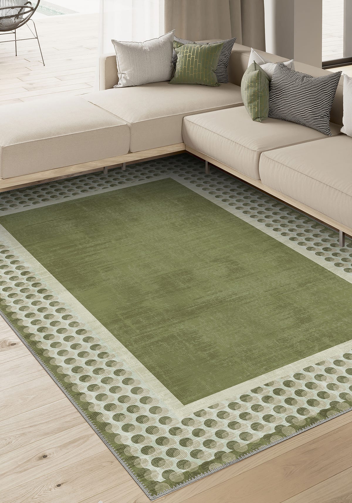 Perrin Sage Green Polka Dot Rug