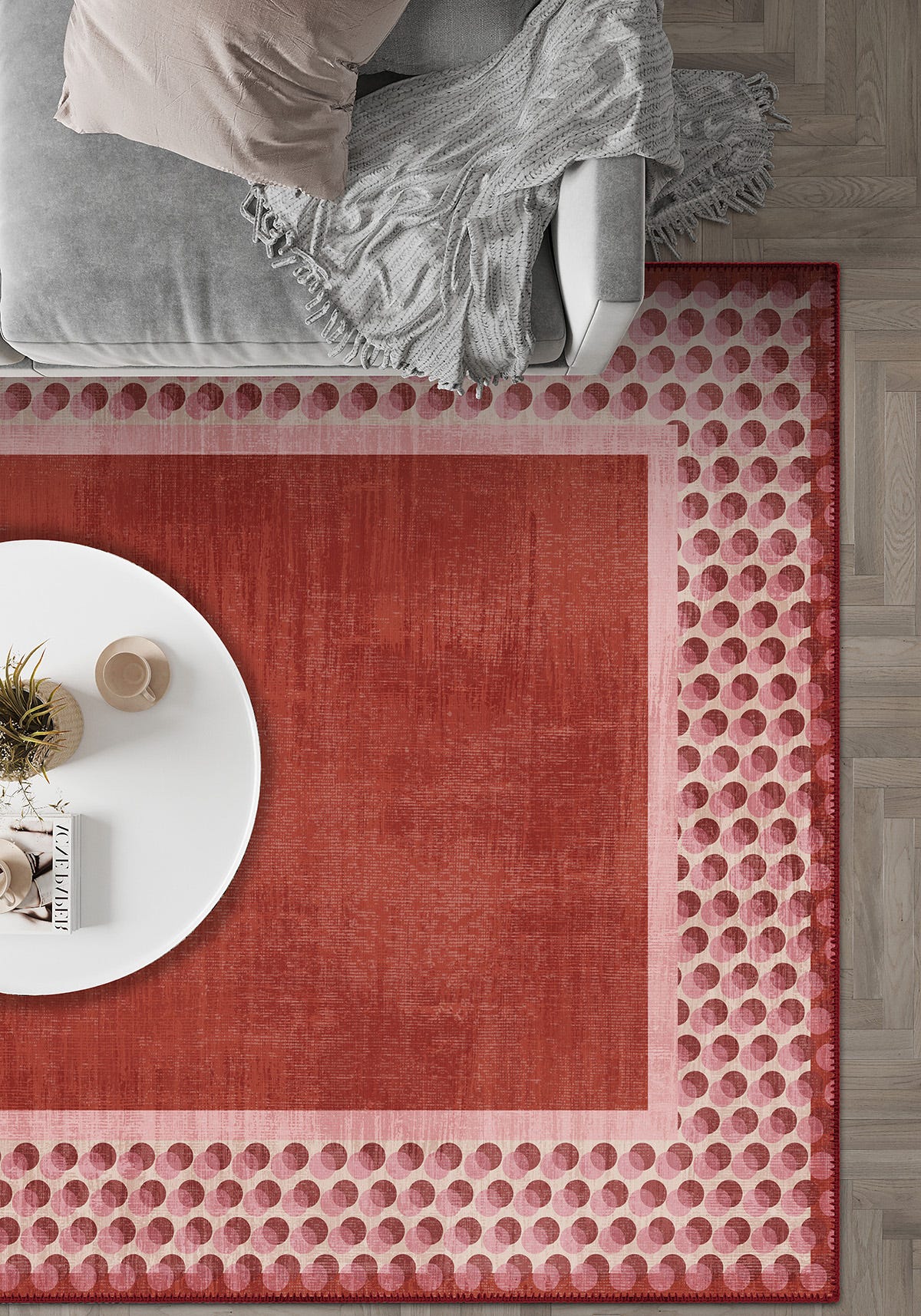 Perrin Terracotta Polka Dot Rug
