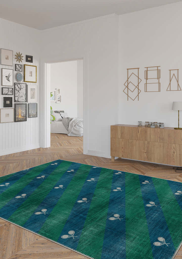 Grand Court Blue Tennis Rug