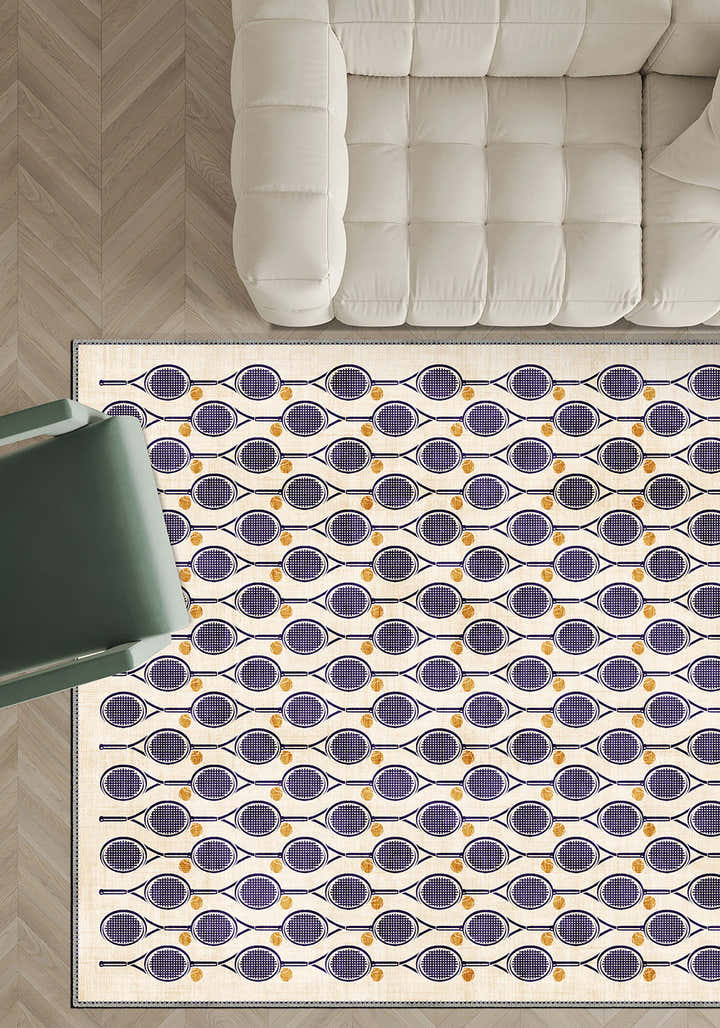 Heritage Lawn Cream Tennis Racket Rug