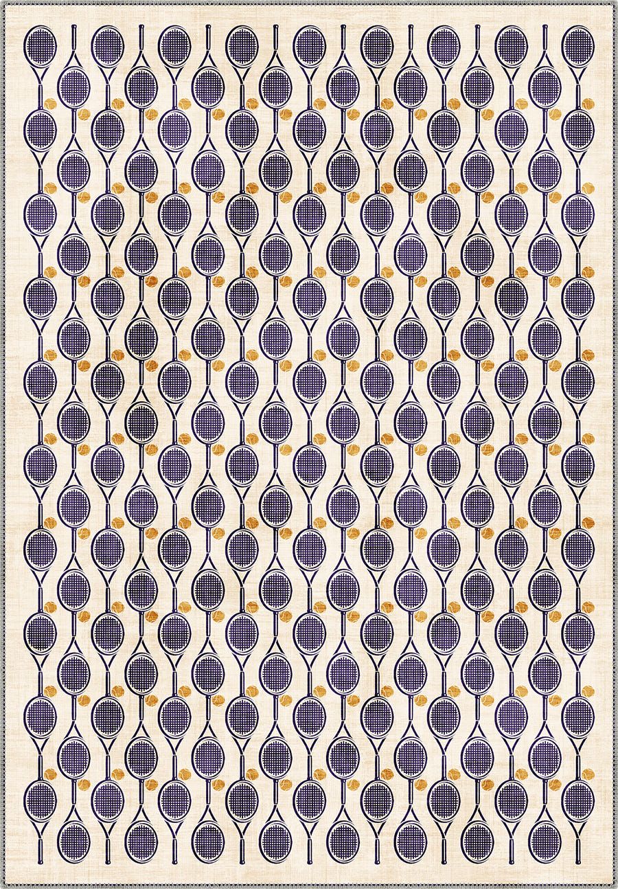 Heritage Lawn Cream Tennis Racket Rug