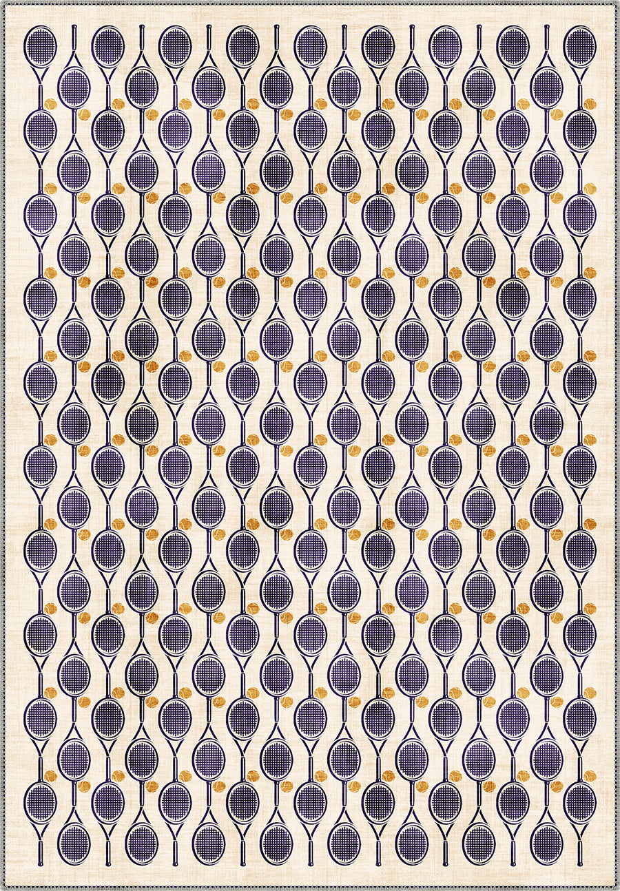 Heritage Lawn Cream Tennis Racket Rug