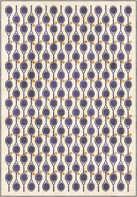 Heritage Lawn Cream Tennis Racket Rug