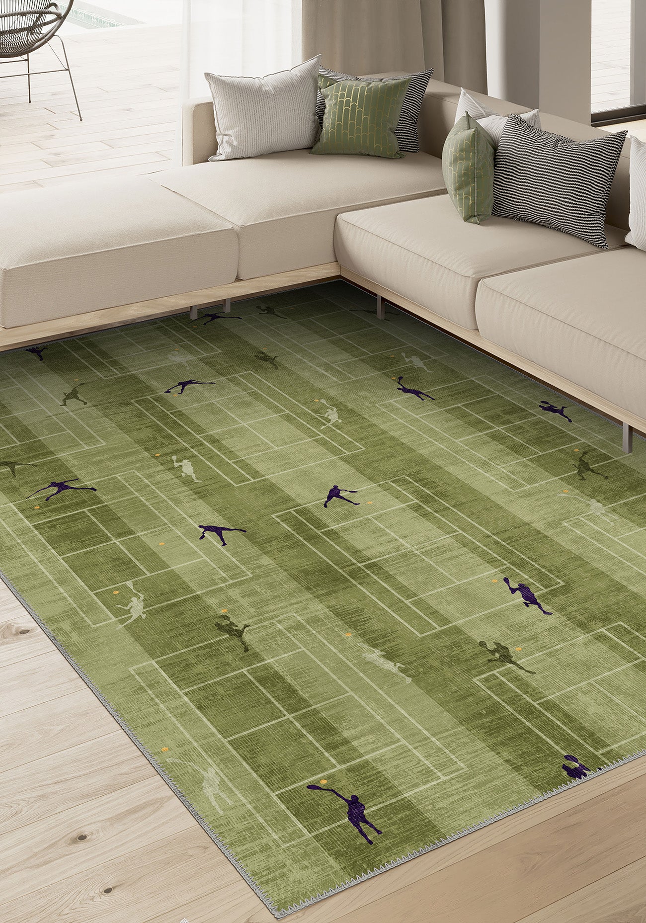 Centre Court Tennis Players Rug